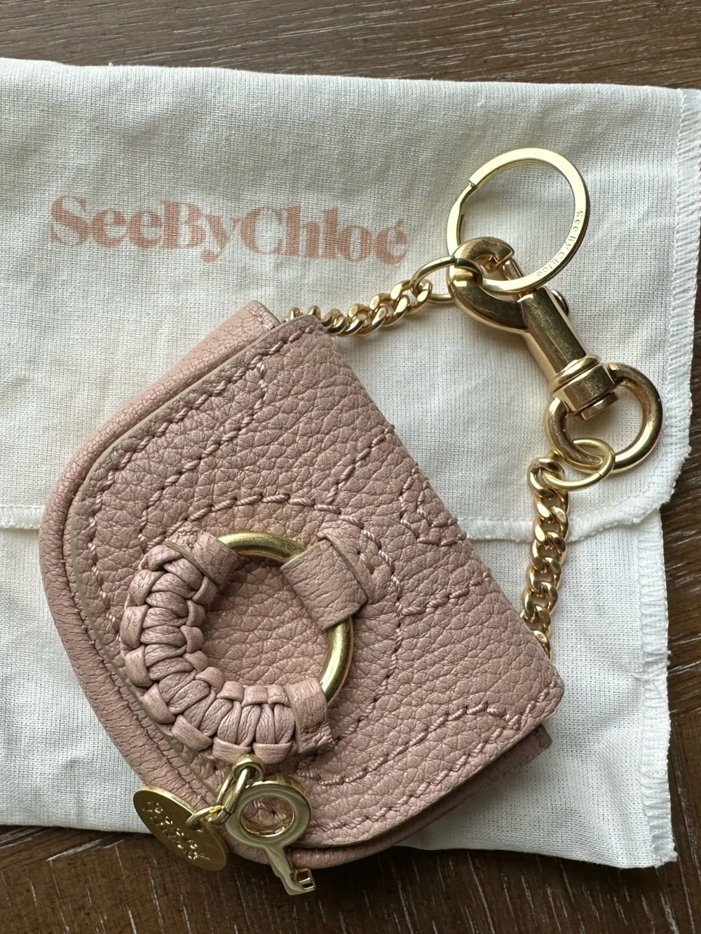 See By Chloé Blush Pink Nano Hana Leather Keyring bag charm - Picture 2 of 7